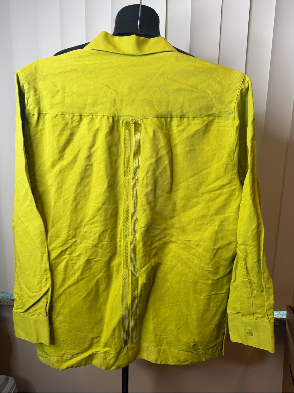 Pepe & Berta Men’s Chartreuse Linen Guayabera Jacket Lime Green Size Medium - Picture 5 of 5